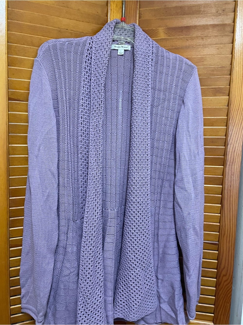 Studio Works Lavender Open-Front Knit Cardigan